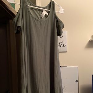 Army green cut out shoulder dress!